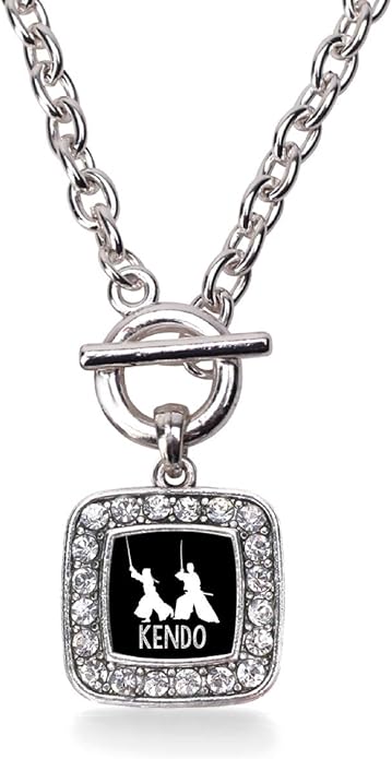 Inspired Silver - Silver Square Charm 18 Inch Necklace with Cubic Zirconia Jewelry