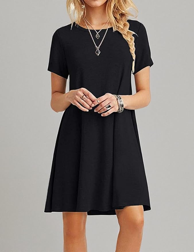 MOLERANI Women's Casual Plain Simple T-Shirt Loose Dress