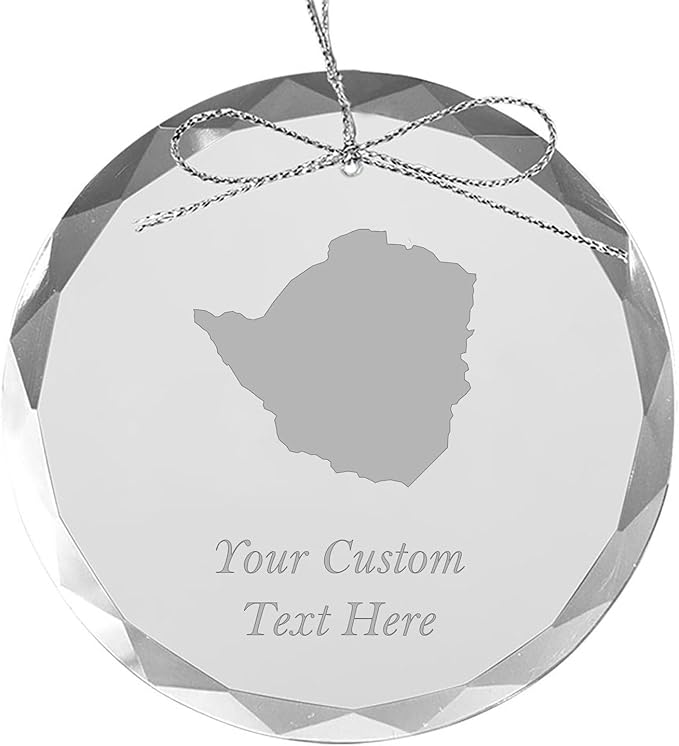 Zimbabwe, Personalized Travel Christmas Ornament – Customized Engraved Glass Keepsake - Custom Family Trip & Vacation, 2024, 2025, 2026, 2027 & Name – Destination Xmas Holiday Ornament