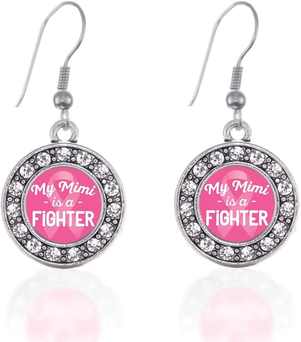 Inspired Silver - Silver Circle Charm French Hook Drop Earrings with Cubic Zirconia Jewelry