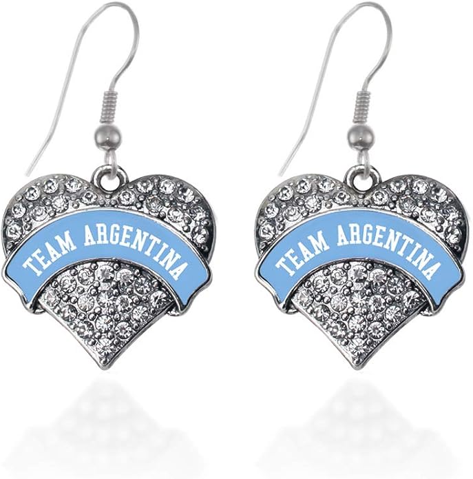 Inspired Silver - Silver Pave Heart Charm French Hook Drop Earrings with Cubic Zirconia Jewelry