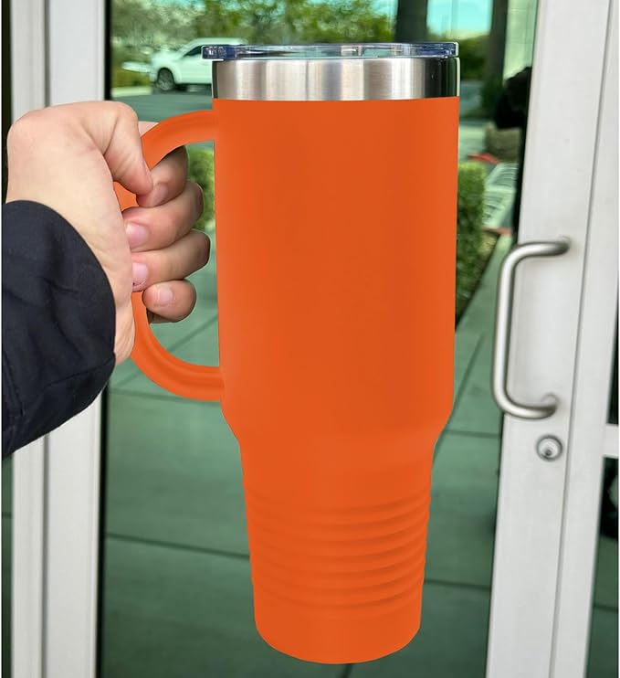 LaserGram 40oz Vacuum Insulated Travel Mug with Handle, CNA Certified Nurse Assistant, Personalized Engraving Included (Orange)