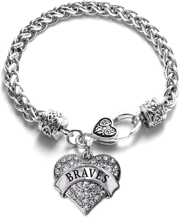 Inspired Silver - Silver Pave Heart Charm Bracelet with Cubic Zirconia Jewelry