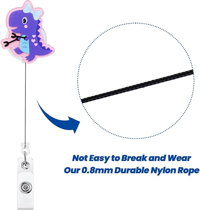 Funny Bow Dinosaur Nurse Badge Reel, Pink Cute Animal Retractable ID Card Pediatric Badge Holder, Name Tag Badge Buddy for RN CNA LPN MA OB/GYN Nurse Nursing Student Doctor Teacher Medical Workers