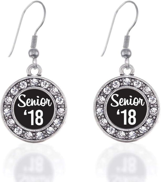 Inspired Silver - Silver Circle Charm French Hook Drop Earrings with Cubic Zirconia Jewelry