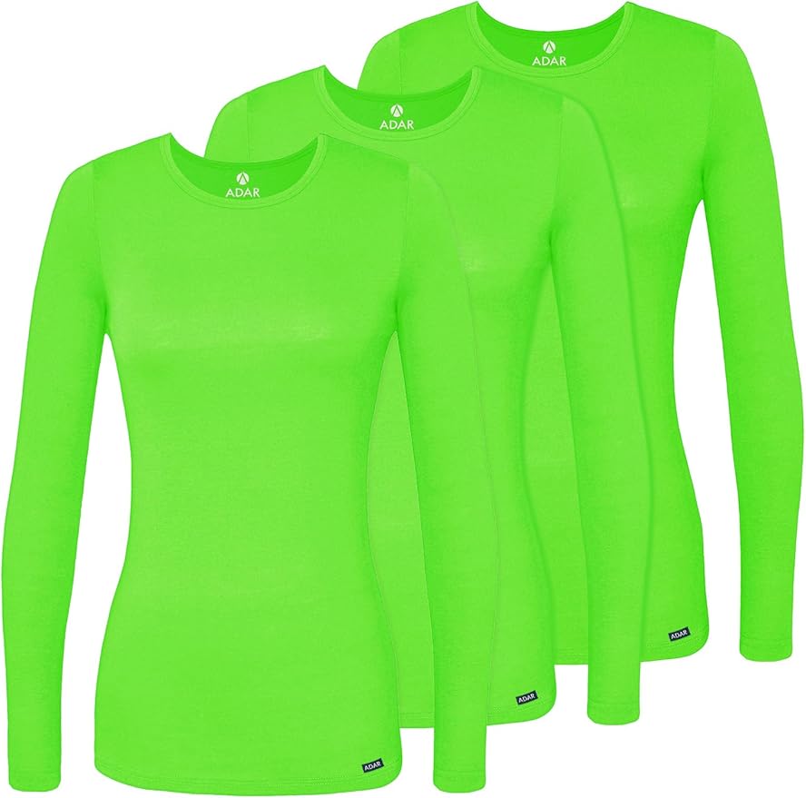 Adar Underscrubs for Women 3 Pack - Long Sleeve Underscrub Comfort Tee