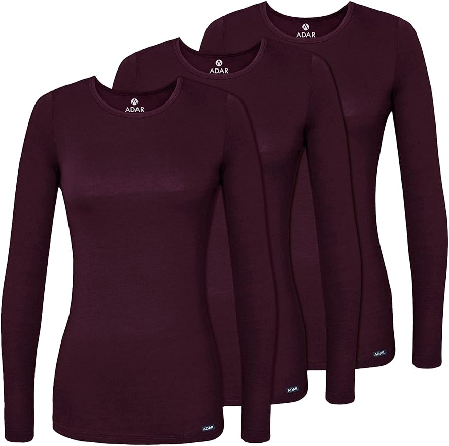 Adar Underscrubs for Women 3 Pack - Long Sleeve Underscrub Comfort Tee