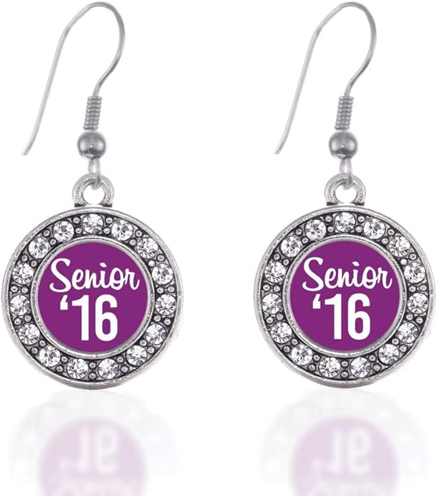 Inspired Silver - Silver Circle Charm French Hook Drop Earrings with Cubic Zirconia Jewelry