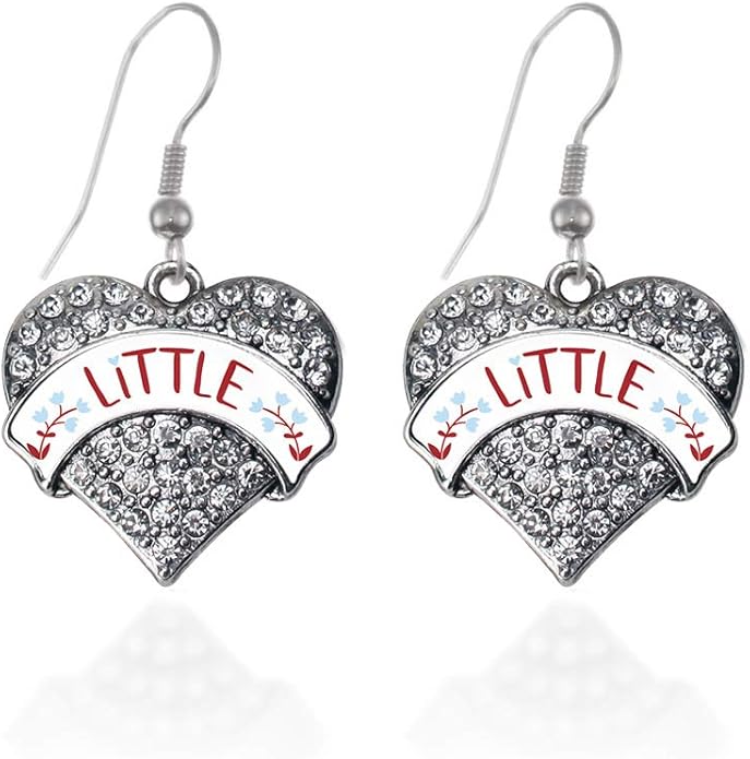 Inspired Silver - Silver Pave Heart Charm French Hook Drop Earrings with Cubic Zirconia Jewelry