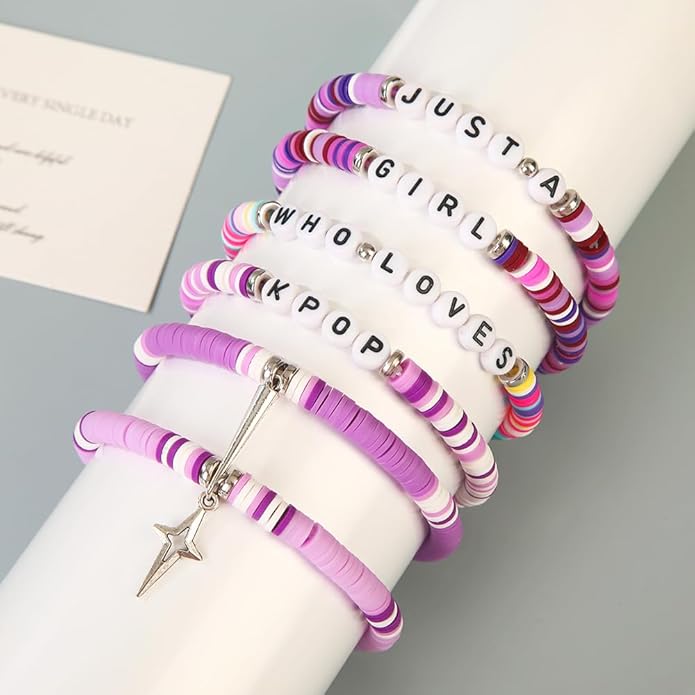 Byqone 6Pcs K-pop Merch Bracelet for Teen Girls Women, Music Gifts for K-pop Fans, Kpop Bracelet Gifts for Girls Birthday Party Decorations Friendship BFF Gifts for Fans Decor