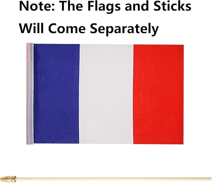 GSYLPFT 12 Pack French Flags on Sticks France Small Mini Hand Held Flags for Office Classroom Holiday Party Decorations