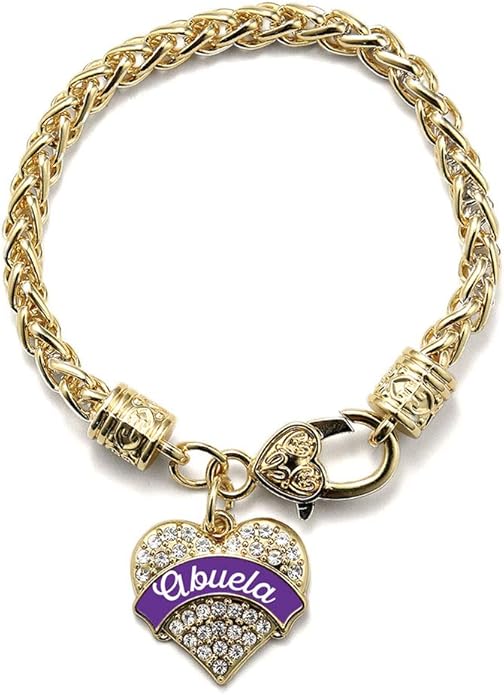 Inspired Silver - Gold Pave Heart Charm Bracelet with Cubic Zirconia Jewelry