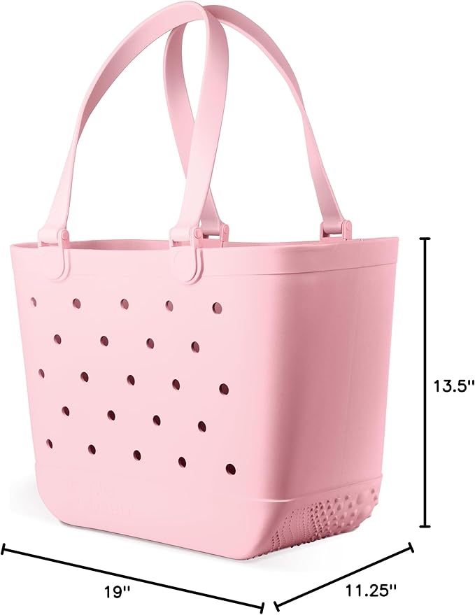 Simple Modern Extra-Large Beach Bag | Waterproof Getaway Rubber Tote with Zipper Pocket for Travel, Pool, Boat, Groceries, Sports | Blush
