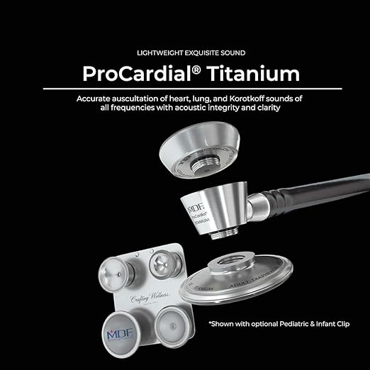 MDF Instruments, Kaleidoscope ProCardial Cardiology Stethoscope, Lightweight Titanium, Adult, Dual Head, White Tube, Kaleidoscope Chestpiece-Headset, MDF797TKL29