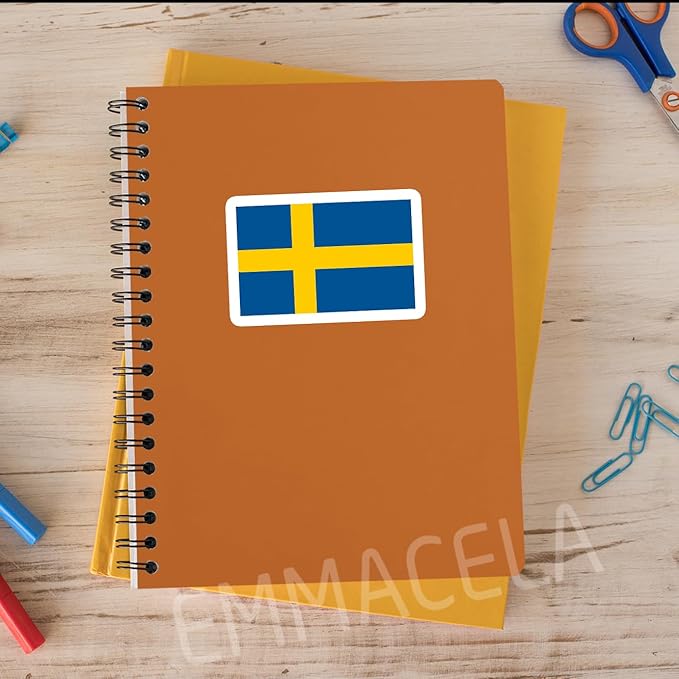 (3PCS) Sweden Flag stickers, Countries Flag Stickers - Waterproof Vinyl Decals For Laptops, Tumblers, Water Bottles, Books, Scrapbooks, Size 3 x 2 Inch