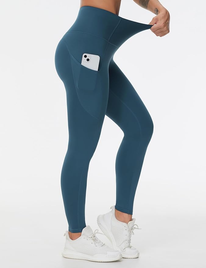 THE GYM PEOPLE Thick High Waist Yoga Pants with Pockets, Tummy Control Workout Running Yoga Leggings for Women