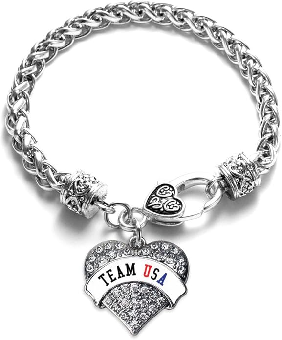 Inspired Silver - Silver Pave Heart Charm Bracelet with Cubic Zirconia Jewelry