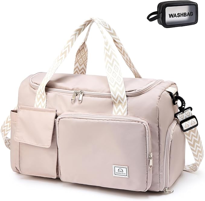Small Gym Bag for Women, Travel Duffle Bag Carry On Weekender Bag with Shoe Compartment