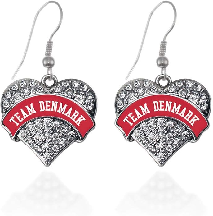 Inspired Silver - Silver Pave Heart Charm French Hook Drop Earrings with Cubic Zirconia Jewelry