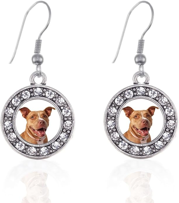 Inspired Silver - Silver Circle Charm French Hook Drop Earrings with Cubic Zirconia Jewelry