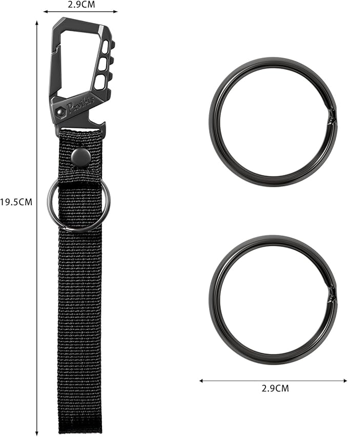 Pxvikis Metal heavy duty key chain carabiner clip bottle opener wrist lanyard ring car key fob unisex for men and women