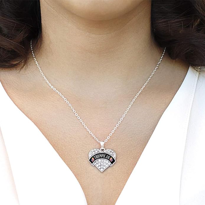 Inspired Silver - Silver Pave Heart Charm 18 Inch Necklace with Cubic Zirconia Jewelry