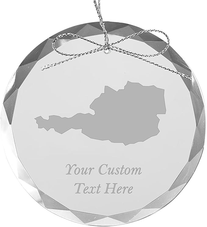 Austria, Personalized Travel Christmas Ornament – Customized Engraved Glass Keepsake - Custom Family Trip & Vacation, 2024, 2025, 2026, 2027 & Name – Destination Xmas Holiday Ornament