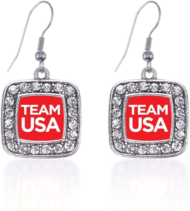 Inspired Silver - Silver Square Charm French Hook Drop Earrings with Cubic Zirconia Jewelry