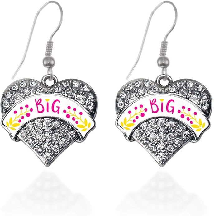 Inspired Silver - Silver Pave Heart Charm French Hook Drop Earrings with Cubic Zirconia Jewelry