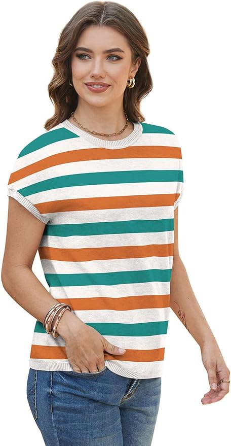 WIHOLL Short Sleeve Sweater for Women Summer Tops Crew Neck Fashion Clothing Tshirts Shirts Travel Outfits Dressy Casual