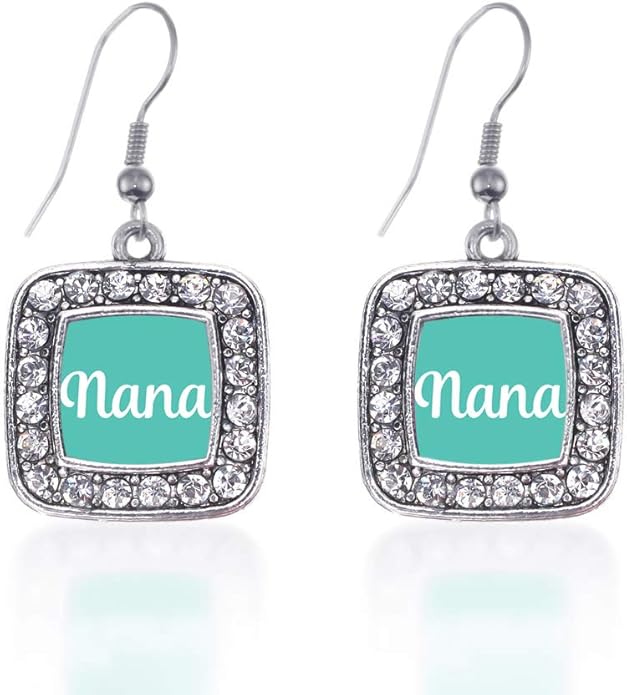 Inspired Silver - Silver Square Charm French Hook Drop Earrings with Cubic Zirconia Jewelry