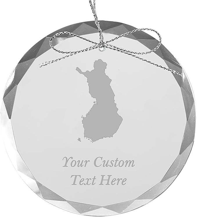 Finland, Personalized Travel Christmas Ornament – Customized Engraved Glass Keepsake - Custom Family Trip & Vacation, 2024, 2025, 2026, 2027 & Name – Destination Xmas Holiday Ornament