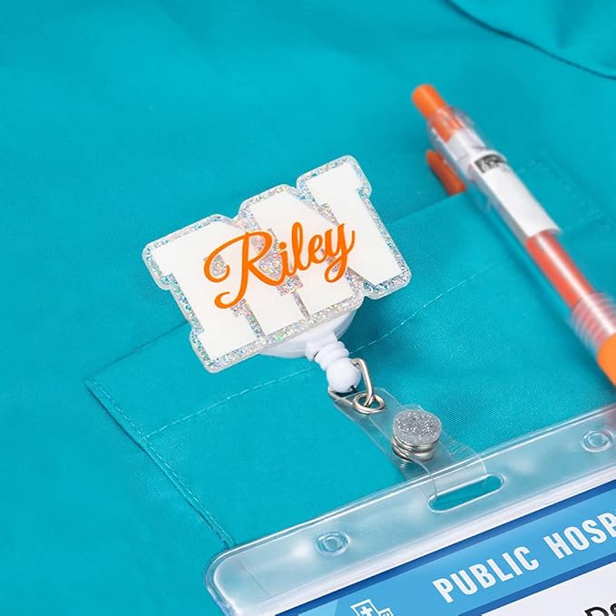 Custom Retractable Cute Name PA LAB LPN TECH MD RMA BSN EMT CNA LVN RN ID Badge Reels Holder for Nurse Coworkers Employee Hospital Doctor