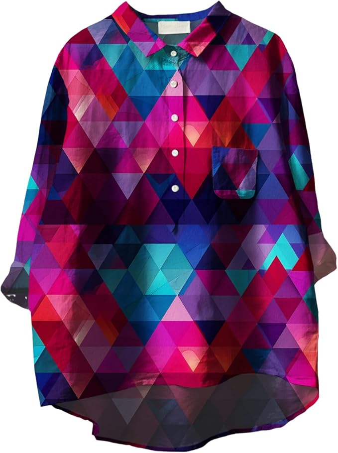 Women Funny Graphic Long Sleeve Floral Blouses Plus Size Button Shirts Casual Cute Vneck Fall Tunic Tops Trendy