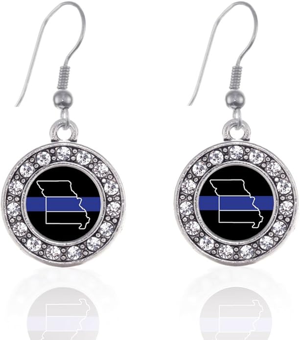 Inspired Silver - Silver Circle Charm French Hook Drop Earrings with Cubic Zirconia Jewelry