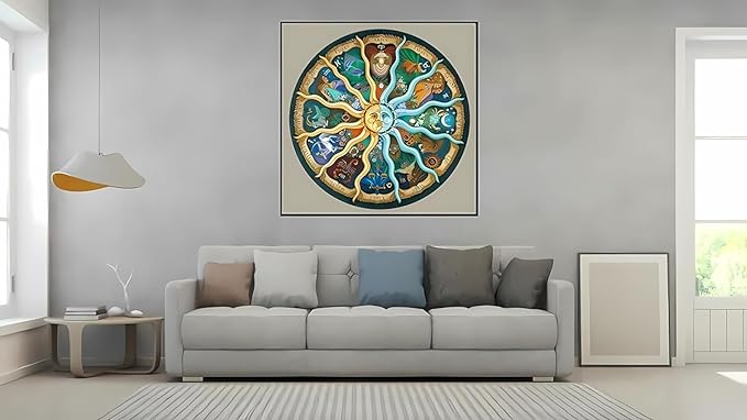 Jigsaw Puzzles for Adults 1000 Pieces, Zodiac Horoscope Challenging Decorative Round Puzzle, Perfect for Adult Game Nights or Best Gift for Puzzle Lovers (26.7 Inch)
