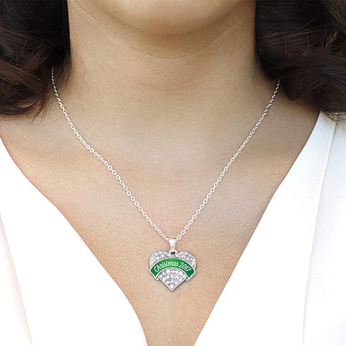 Inspired Silver - Silver Pave Heart Charm 18 Inch Necklace with Cubic Zirconia Jewelry
