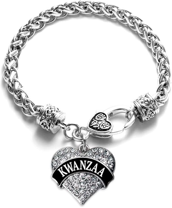 Inspired Silver - Silver Pave Heart Charm Bracelet with Cubic Zirconia Jewelry