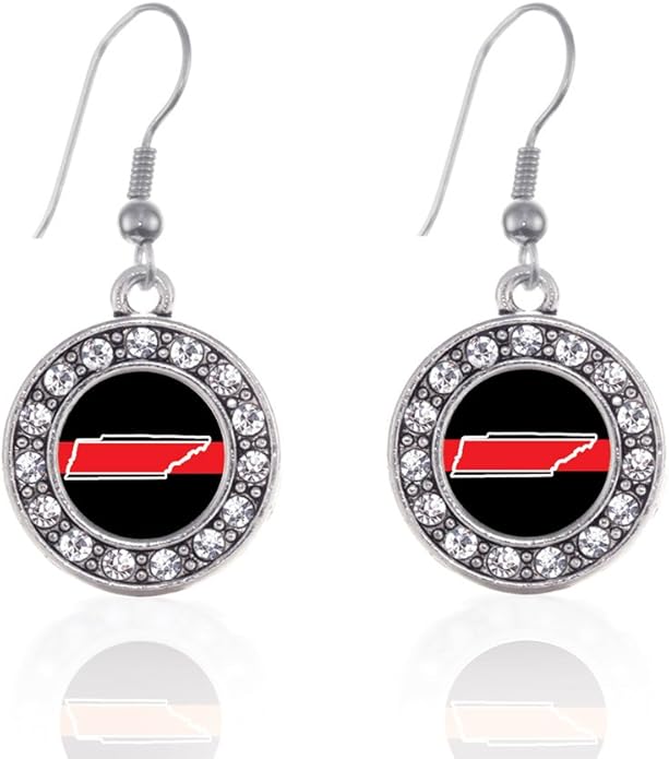 Inspired Silver - Silver Circle Charm French Hook Drop Earrings with Cubic Zirconia Jewelry