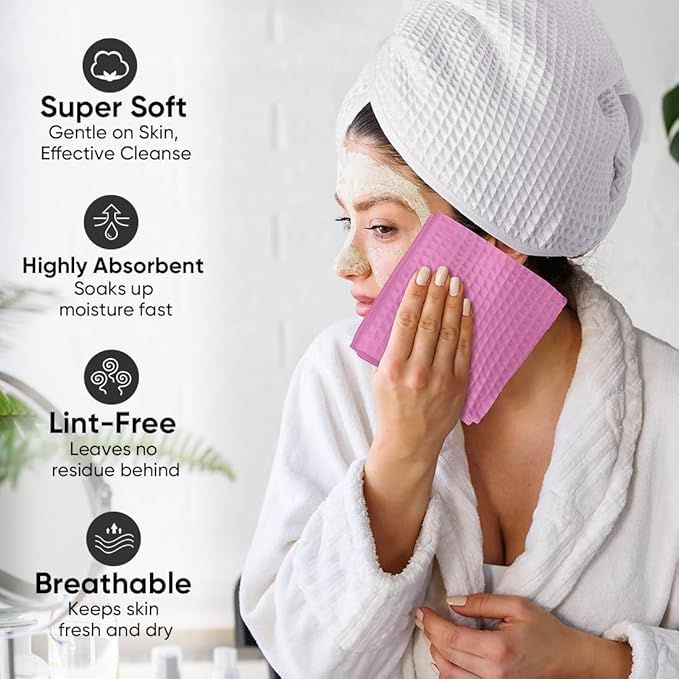 HOMEXCEL Multicolor Waffle Washcloths Towels 10 Pack, Premium Microfiber Face Towels, Ultra Soft, Lightweight Highly Absorbent Quick Dry Washcloths for Bathroom, Gym, Shower 12 x 12 Inch