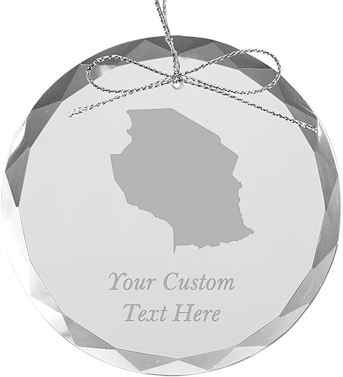 Tanzania, Personalized Travel Christmas Ornament – Customized Engraved Glass Keepsake - Custom Family Trip & Vacation, 2024, 2025, 2026, 2027 & Name – Destination Xmas Holiday Ornament