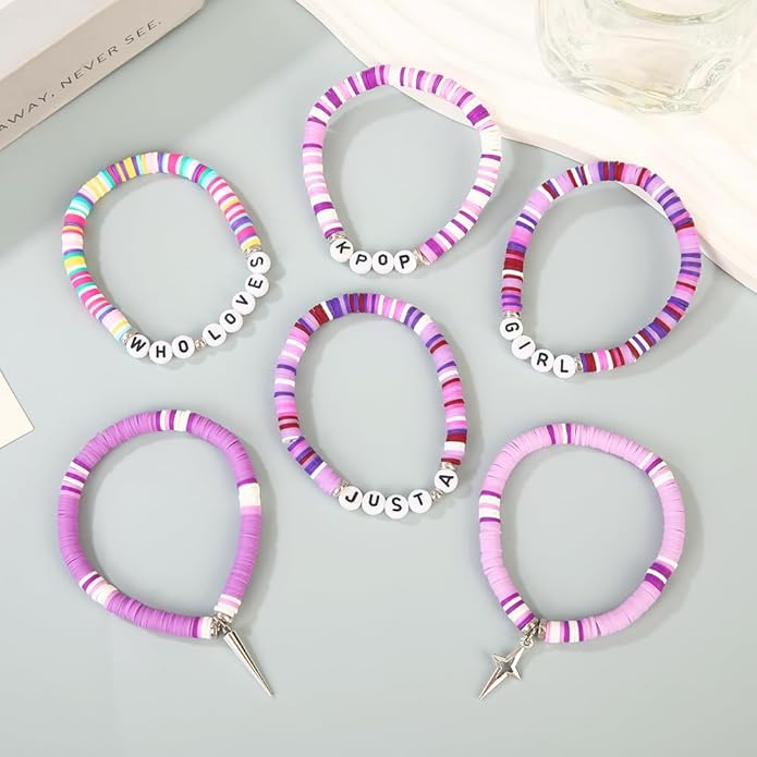 Byqone 6Pcs K-pop Merch Bracelet for Teen Girls Women, Music Gifts for K-pop Fans, Kpop Bracelet Gifts for Girls Birthday Party Decorations Friendship BFF Gifts for Fans Decor