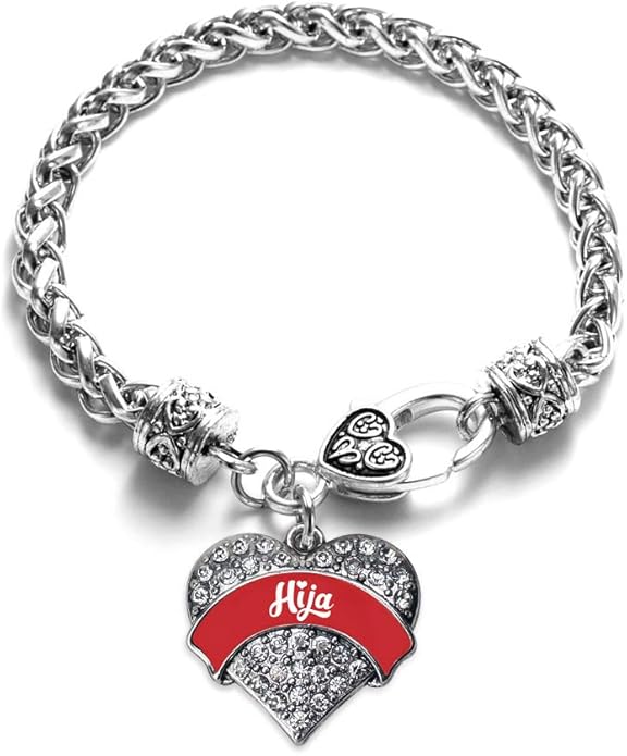 Inspired Silver - Silver Pave Heart Charm Bracelet with Cubic Zirconia Jewelry
