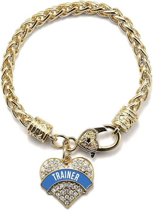 Inspired Silver - Gold Pave Heart Charm Bracelet with Cubic Zirconia Jewelry