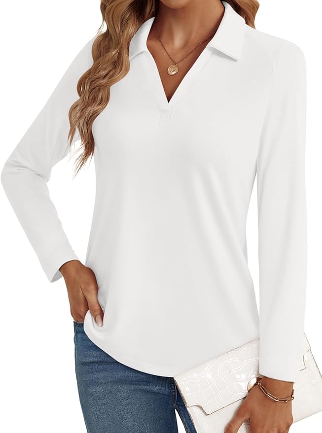 3/4 Length Sleeve Womens Tops Dressy Casual V Neck Polo Shirts Business Work Blouses 2025 Trendy Tunic Top