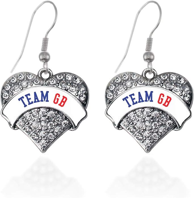 Inspired Silver - Silver Pave Heart Charm French Hook Drop Earrings with Cubic Zirconia Jewelry