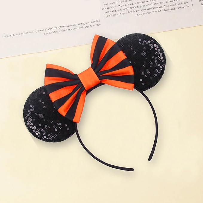 Sequin Mouse Ears Headbands for Women Girls Boys, Glitter Bows Headband for Kids Adults Birthday Party Costume Halloween
