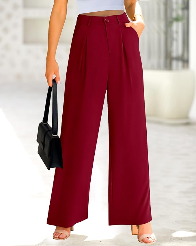 BTFBM Women High Waist Palazzo Pants Spring 2026 Casual Wide Leg Trousers Loose Work Office Business Suit Pant Pockets