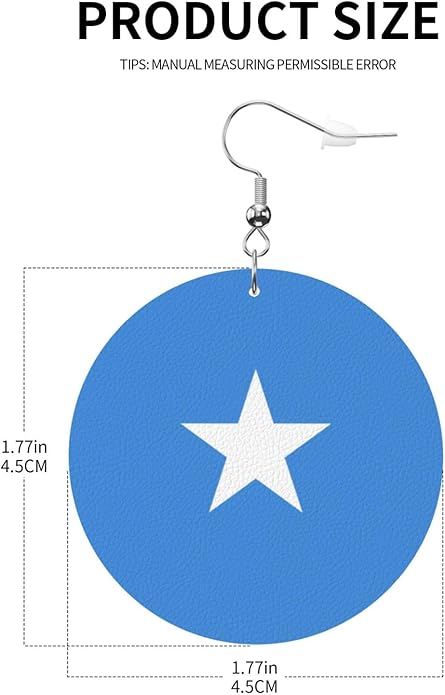 Round Faux Leather Earrings for Women Lightweight Double-Side Printed Drop Dangle Earring for Festival Party Gift
