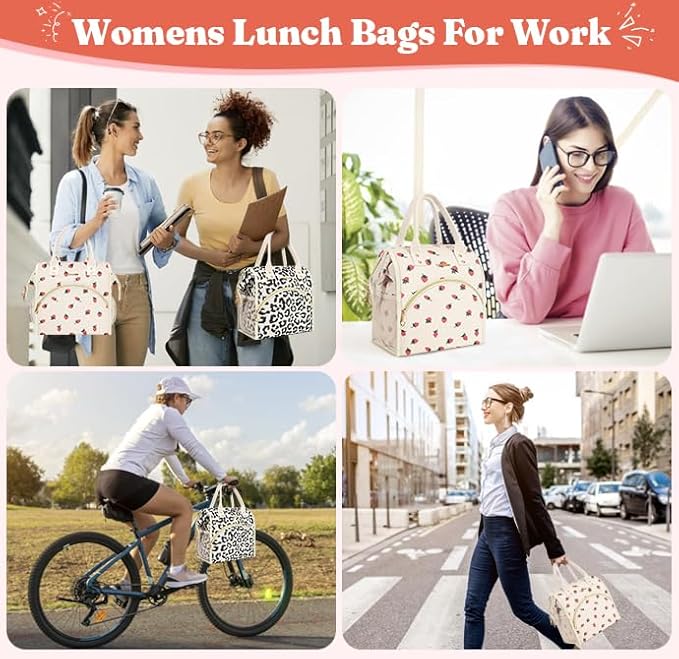 Lunch Bag Women Insulated Lunch Box Wide-Open Lunch Tote Bag Large Drinks Holder Durable Nylon Thermal Snacks Organizer for Men Adults Work Picnic Hiking Beach Fishing, Black Panther Corduroy